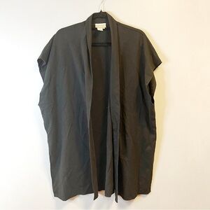 Coldwater Creek Sleeveless Cardigan Black Open Front Knit Duster Sz MP EUC